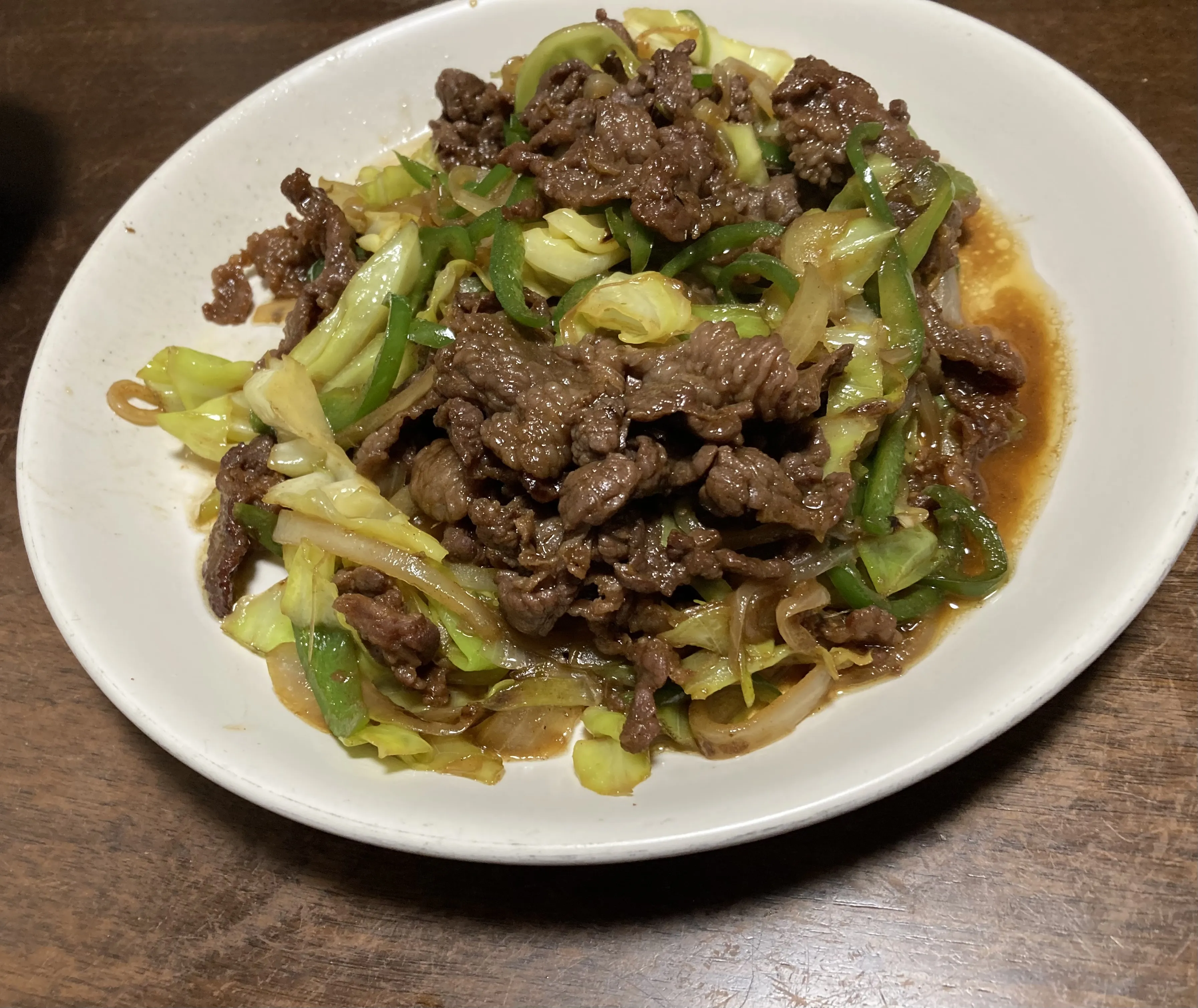  家で作った熊肉野菜炒め！